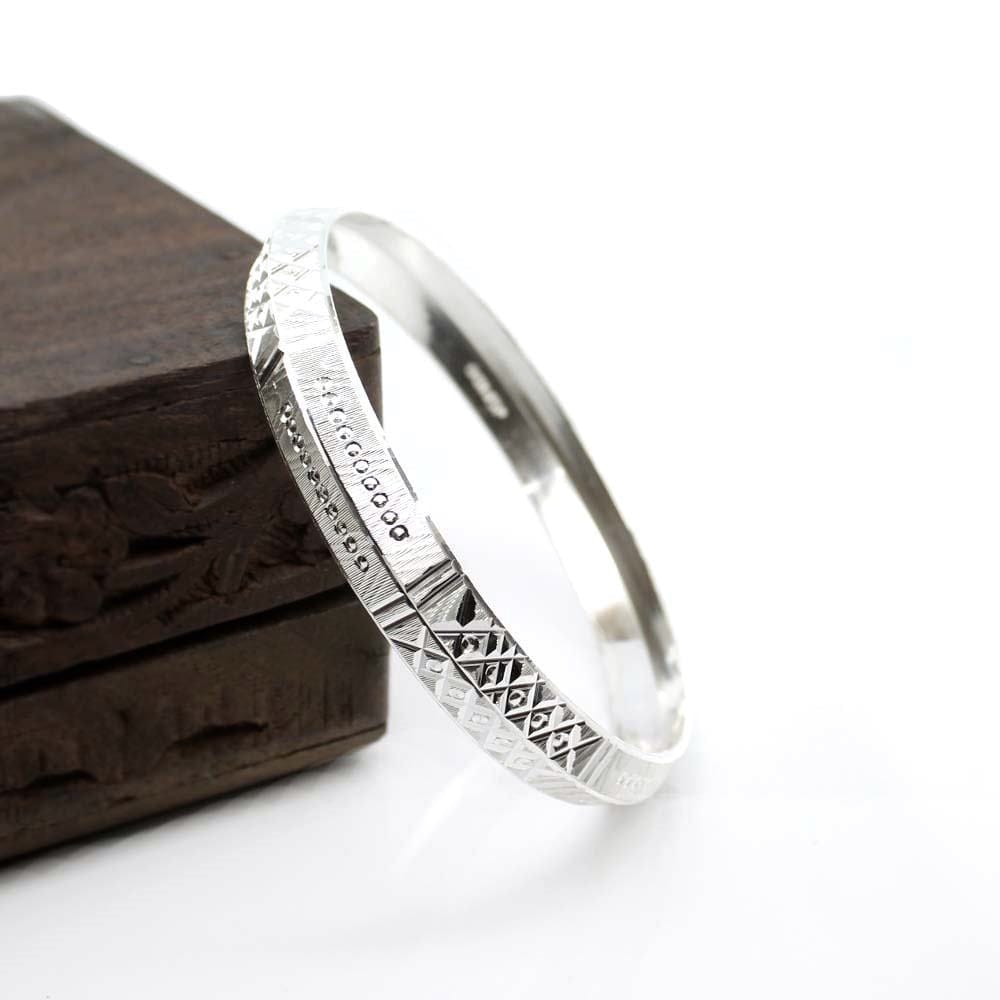 Real Sterling Silver Men's Bangle silver Bracelet-Dia 6 CM (Circ 7.42 Inch)