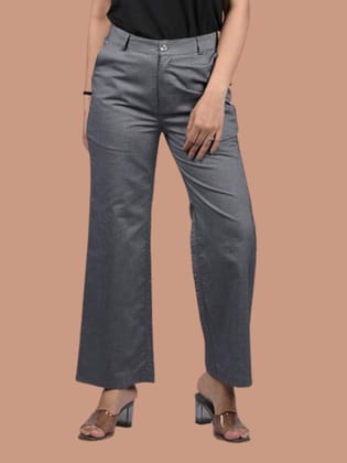 Denim pant for women western wear and party wear stylish Grey Cotton Denim Silk Pant (OTL-PNT-1007)-Grey / S
