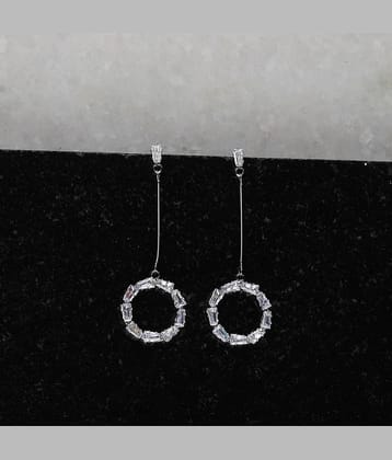SILVER SHINE  Silver Plated Diamond Dangle Earring For Women Girl