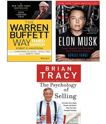 ( Combo of 3 books ) THE WARREN BUFFETT WAY & Elon Musk & The Psychology of Selling ( paperback )