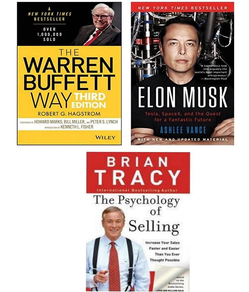 ( Combo of 3 books ) THE WARREN BUFFETT WAY & Elon Musk & The Psychology of Selling ( paperback )