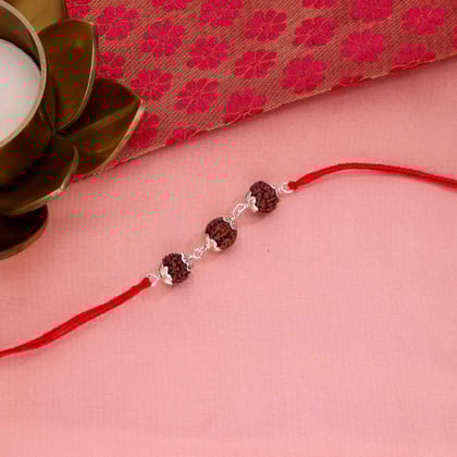 Classic Rudraksha Rakhi-None / Silver