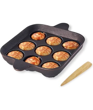 The Indus Valley Paniyaram Pan+Picker Cast Iron No Coating Appam Patra ( Pack of 1 )