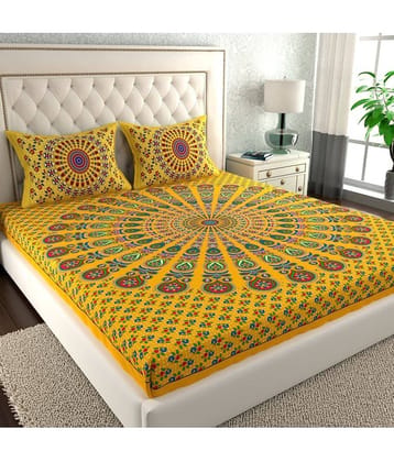 Cosito Cotton 1 Double Bedsheet with 2 Pillow Covers ( Yellow )