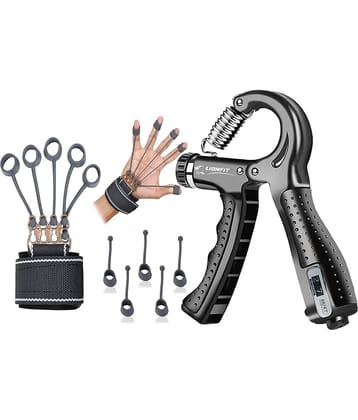 LIONFIT® Adjustable Hand Gripper 5–60 Kg with Counter & Finger Exerciser Combo | Wrist Strengthener, Forearm Trainer & Grip Strength Workout Tool for Men & Women