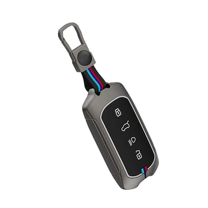 Metal Key Cover for 4-Button Smart Key  Durable, Stylish & Protective Case for Tata Curve & EV Models (Pack of 1).