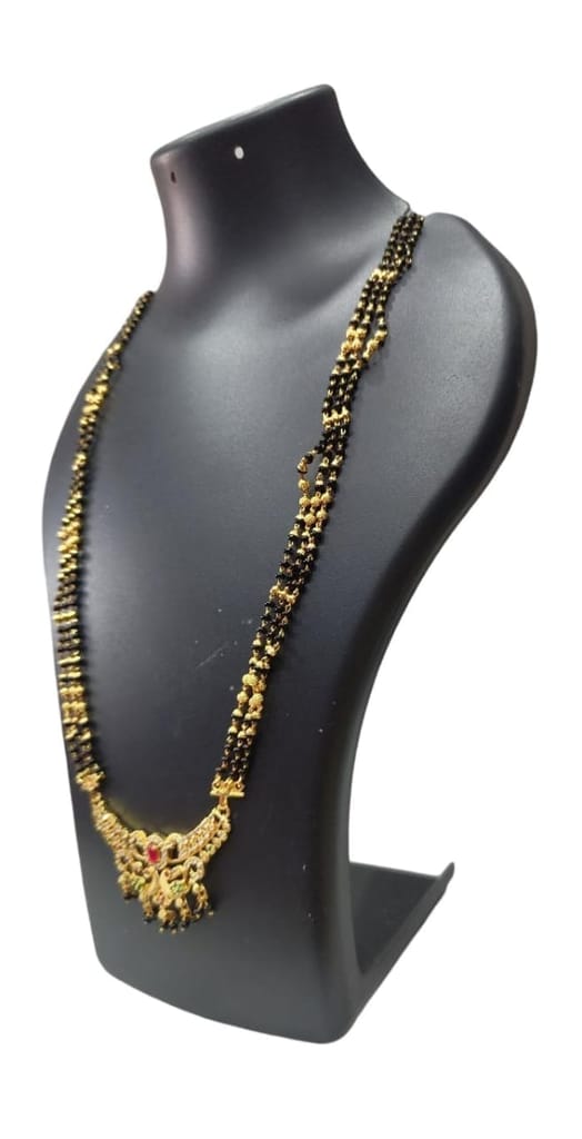 Black Beads Mangalsutra with Gold Plated Pendant for Women