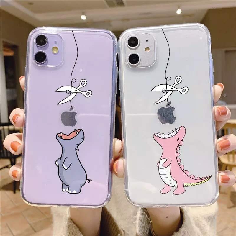 Dinosaur Custom Slim Soft Cases-Baby Pink