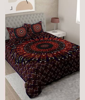Uniqchoice - Purple Cotton Double Bedsheet with 2 Pillow Covers