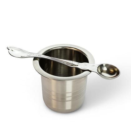 MAYAPURI 100% Stainless Steel Panch Patra with Achmani Pali for All Pooja | Standard Size Pooja Patra Set for Daily Rituals & Festivals