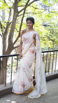 AWESOME LINEN COTTON PRINTED SAREE - 2183
