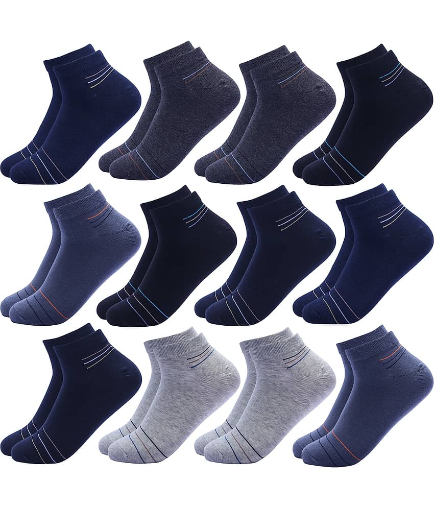 PLIMA Pack of 12 Men's Cotton Blend Ankle Length Socks ( Multicolor )