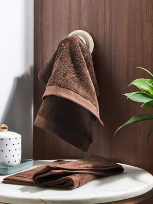 DDECOR - Solitaire Collection 100% Cotton Bomboo Hand Towel |40 CM X 60 CM| - Brown DDECOR - Solitaire Collection 100% Cotton Bomboo Hand Towel |40 CM X 60 CM| - Brown