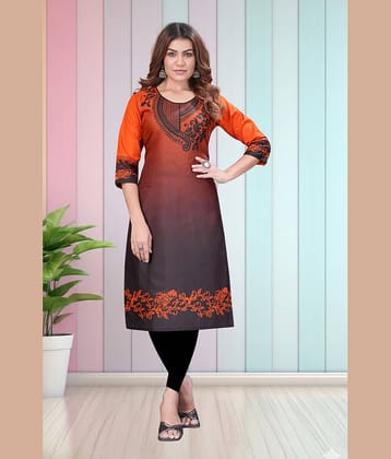 Hetsa Women Rayon Printed A-line Kurti ( Orange )