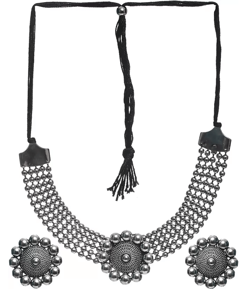 PUJVI - Silver Alloy Necklace Set ( Pack of 1 )