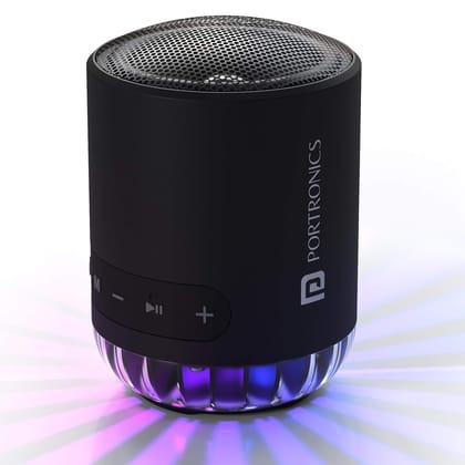 Portronics Soundpot Pro 20W Portable Bluetooth Speaker with in Built Mic, Immersive Sound, Upto 5 Hours Playtime, Ambient LED Light, TWS Mode, Bluetooth V5.3, USB Port, Type C Fast Charging (Black)