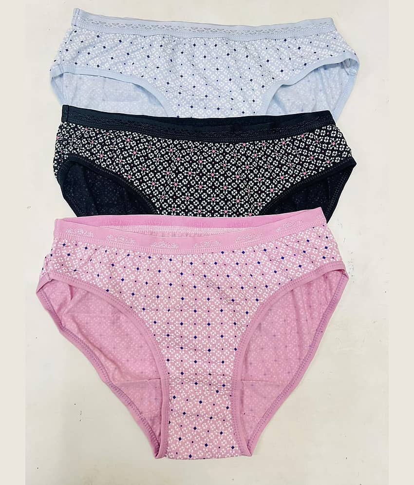 Ladyland Pack of 3 Cotton Hipster For Women ( Multi Color )