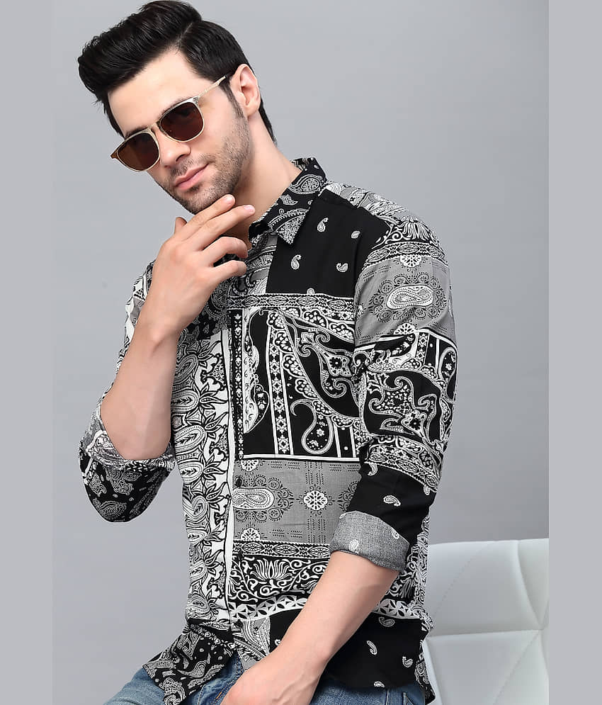 Rigo - Black Rayon Slim Fit Men's Casual Shirt ( Pack of 1 )