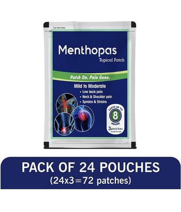 Menthopas Muscle and Joint Pain Relief Patches Knee Back Shoulder Elbow Heel Menstrual Periods 72 Patches