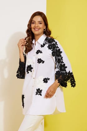 YIN&YANG formal white and black shirt-WHITE / 100%POLYESTER / XXS