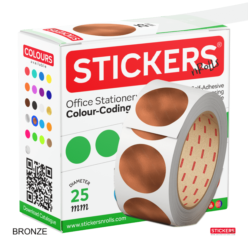 Color Coding Adhesive 25mm - Round - Metallic Colours - Colour Coding Stickers - Permanent ...