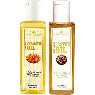 PARK DANIEL Premium Wheatgerm oil and Castor oil combo pack of 2 bottles of 100 ml(200 ml) (200 ml)