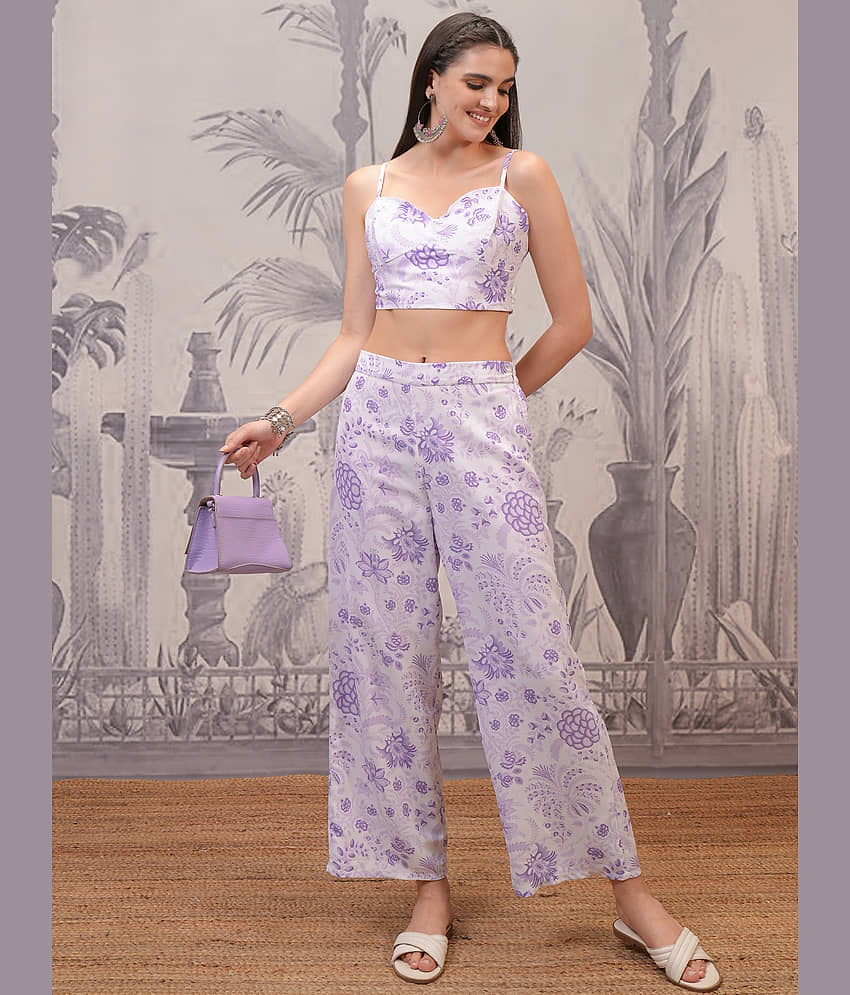 Vishudh Women Top With Palazzos Co-Ord Set ( Lavender )