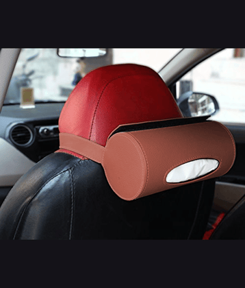 Car Tissue Dispenser Leather Brown