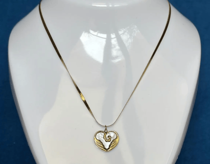 Anti Tarnish Stainless Steel Necklace with White Heart Pendent