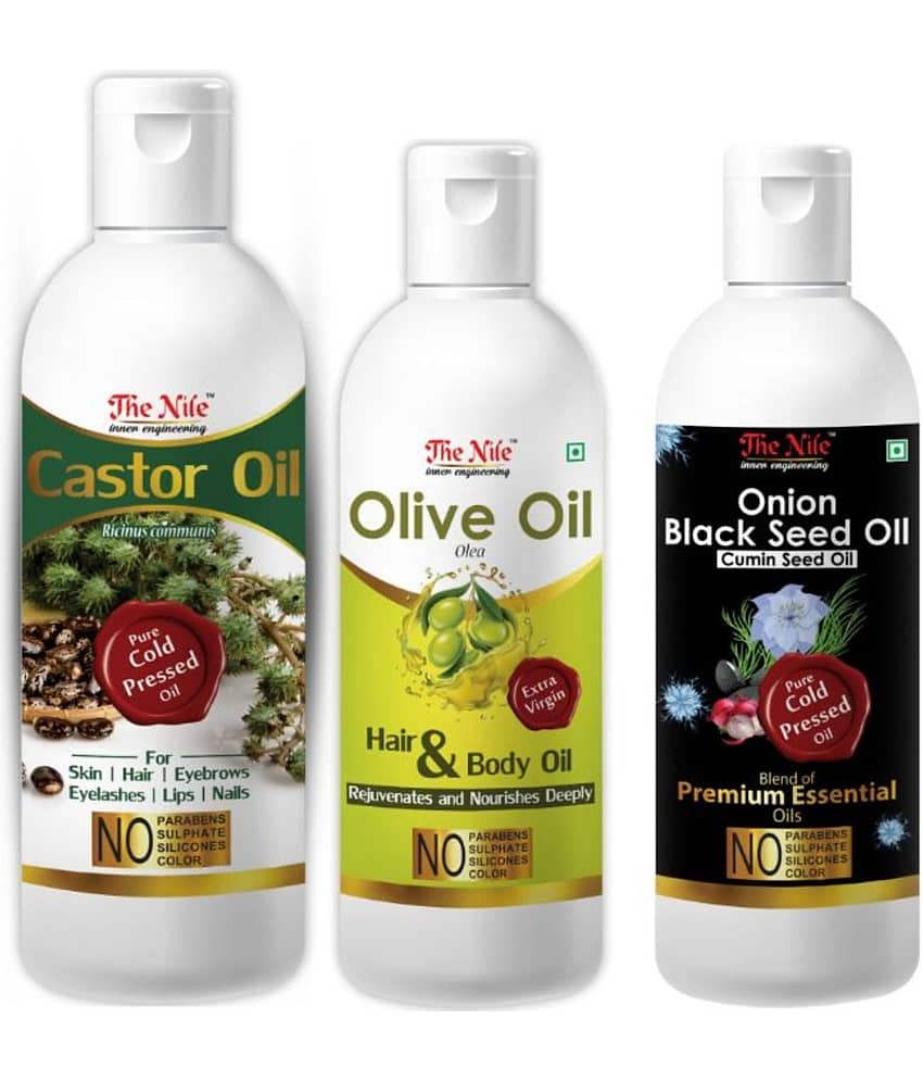 The Nile Castor Oil 200 ML + Olive Oil 100 ML + Onion Blackseed100ML 400 mL Pack of 3