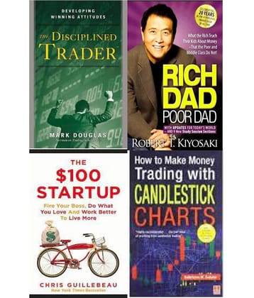 The Disciplined Trader + Rich Dad Poor Dad +100 dollar startup + How to Make Money Trading with Candlestick Charts