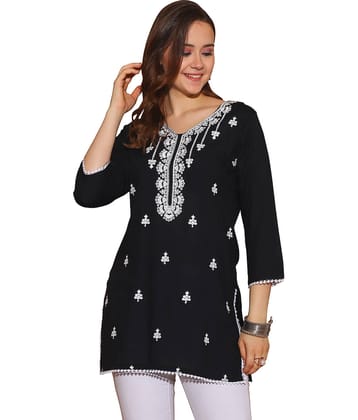 wonder weave Women's Rayon Tunic ( Black )