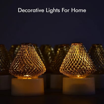 12 Pcs Flameless LED Tea Light Candles for Home & Event Decor, Diwali