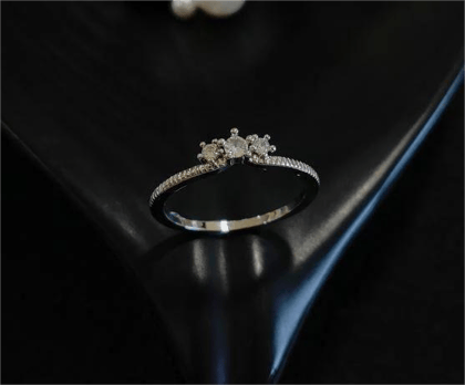 Silver Plated Cubic Zicronia Adjustable Finger Ring- ADJSTBL