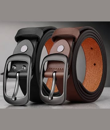 SUNSHOPPING - Multicolor Leather Men's Formal Belt ( Pack of 2 )