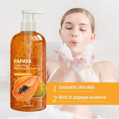 Papaya Brightening & Smoothing Shower Gel | Natural Papaya Extract | Deep Cleansing & Hydrating Body Wash | Paraben-Free, Skin Softening (Pack 2 x 500Ml)