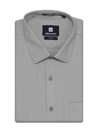 Mens Cotton Regular Fit Steel Colour Shirt Remo-36 / H/S / Steel