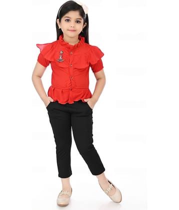 Eva And Ali Pack of 1 Baby Girls Cotton Blend Top & Trouser ( Red & Black )