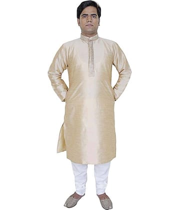 RoyaltyLane Beige Silk Kurta Pyjama Set