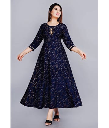 NUPITAL Rayon Printed Anarkali Women's Kurti - Blue ( Pack of 1 )