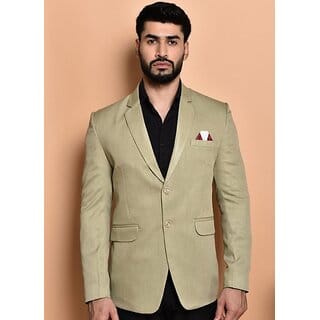 PrintCultr Solid Mandarin Festive & Wedding Men Blazer (Brown)