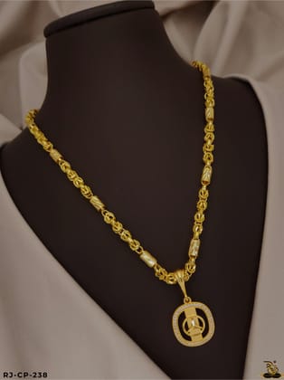 Nice design looking gold plated chain with Mercedes logo chain with pendant combo CP-238