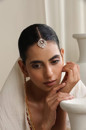 Swarg Rose Gold Polki Maang Tikka-Polki