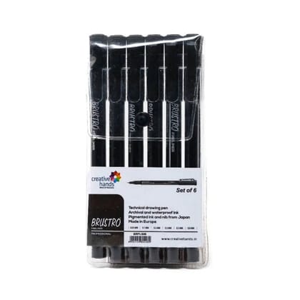 Brustro Fineliner Professional Pen Black Assorted Set-6 / 10451-BRFLS06