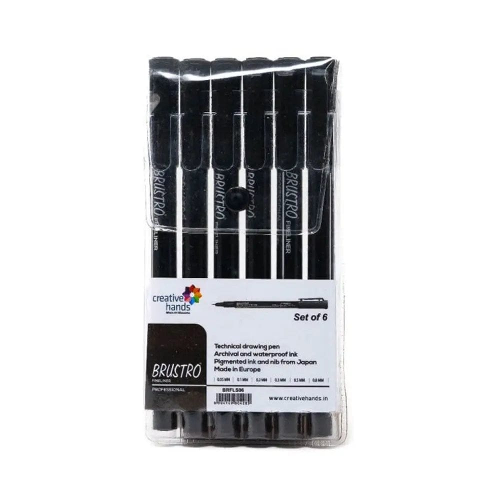 Brustro Fineliner Professional Pen Black Assorted Set-6 / 10451-BRFLS06