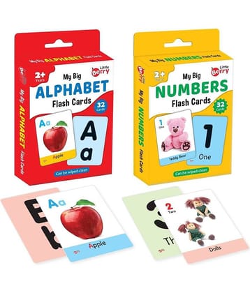 Little Berry Big Flash Cards for Kids: Alphabets and Numbers (Essential Set of 2) | 64 Double-Sided Picture Cards | Early Learning and Development Toy for Preschoolers & Toddlers 2-6 Years