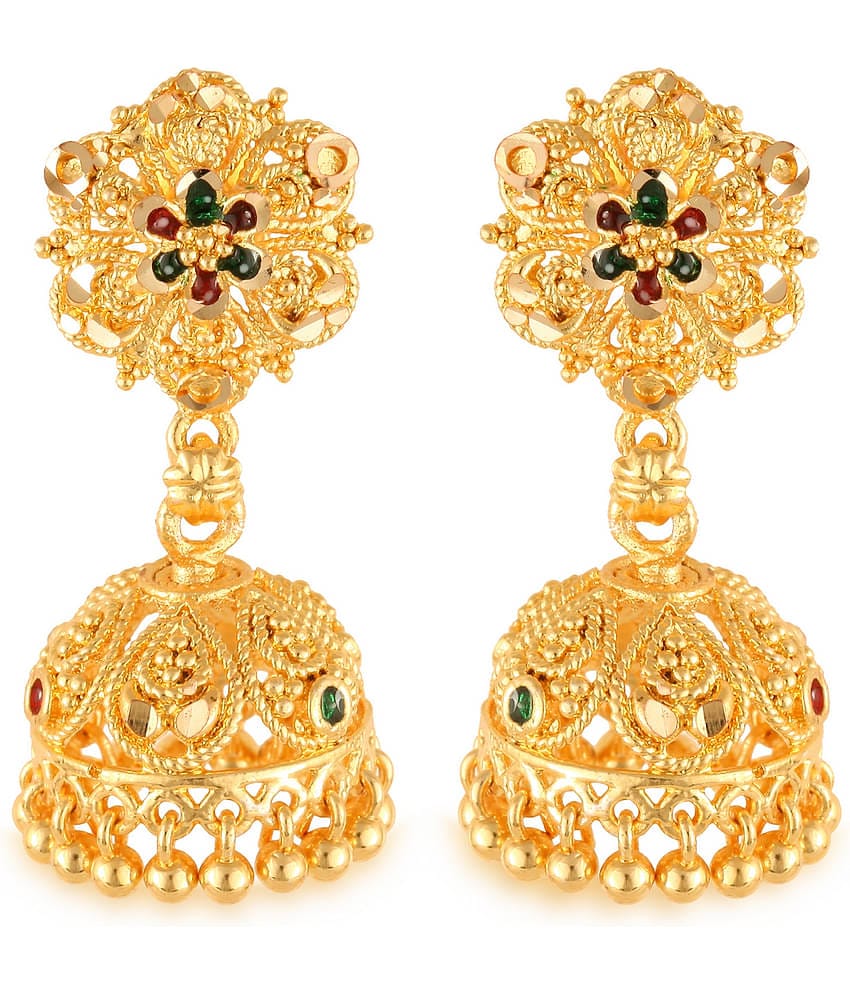 VIVASTRI Golden Jhumki Earrings ( Pack of 1 )