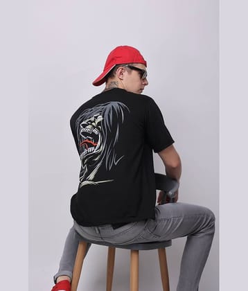 yellow tree Men Cotton Blend Relaxed Fit Printed T-Shirt ( Black )