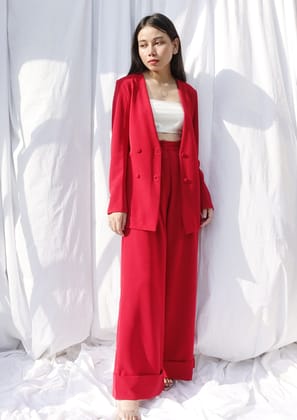 Tokio pant suit (Set)-Red / XS