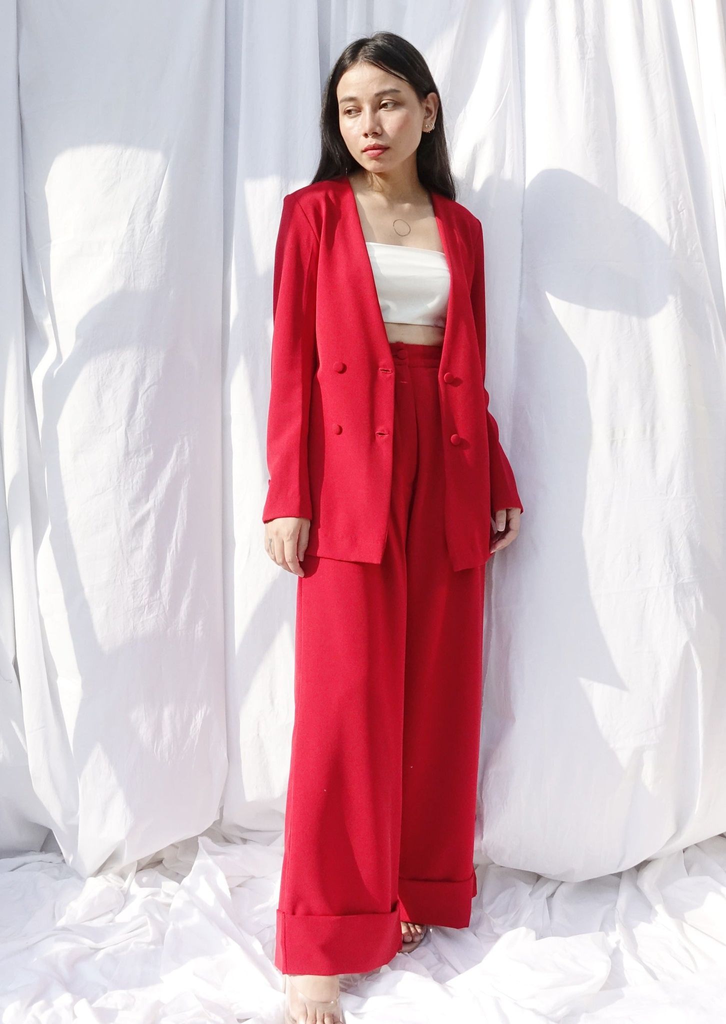 Tokio pant suit (Set)-Red / XS